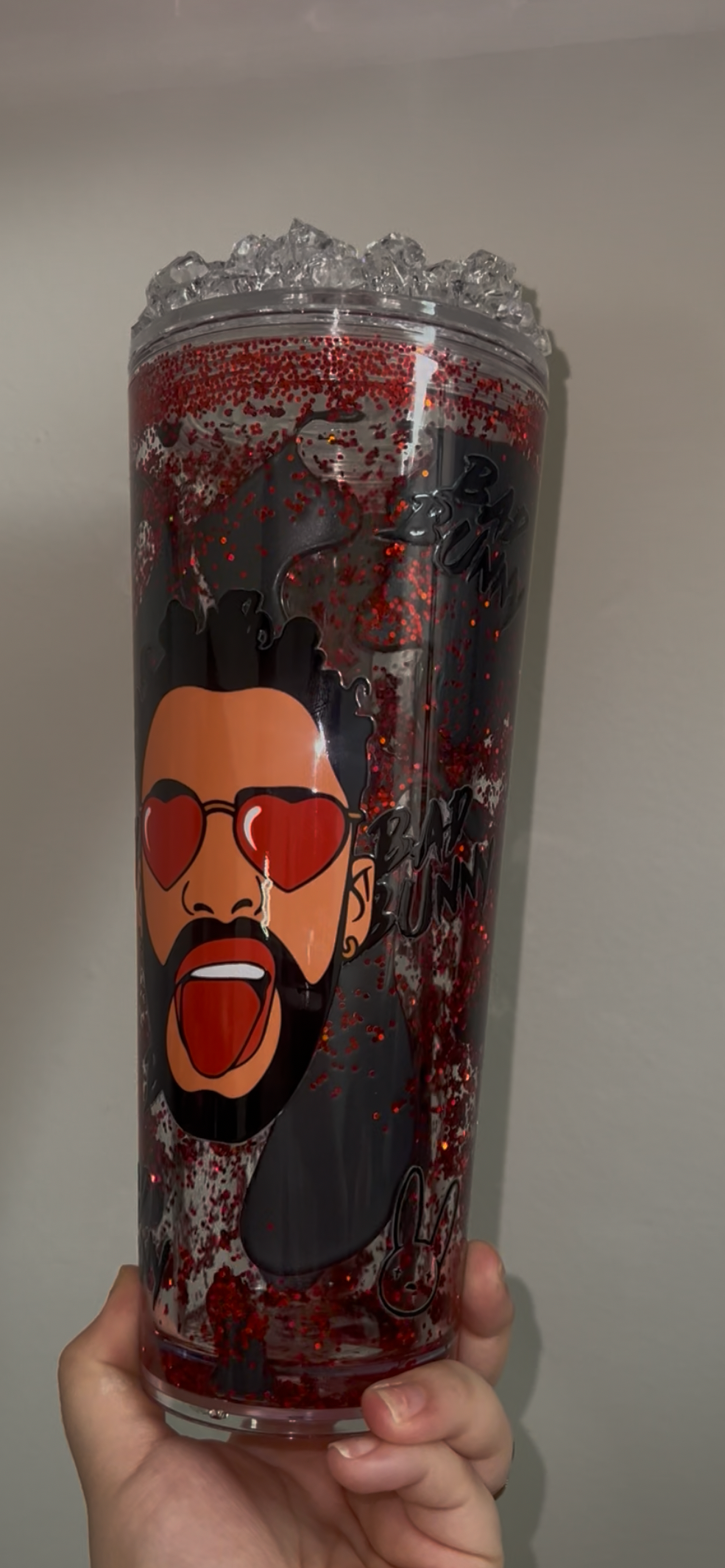 24 oz Bad Bunny Pre Made Dual Lava with Ice Lid