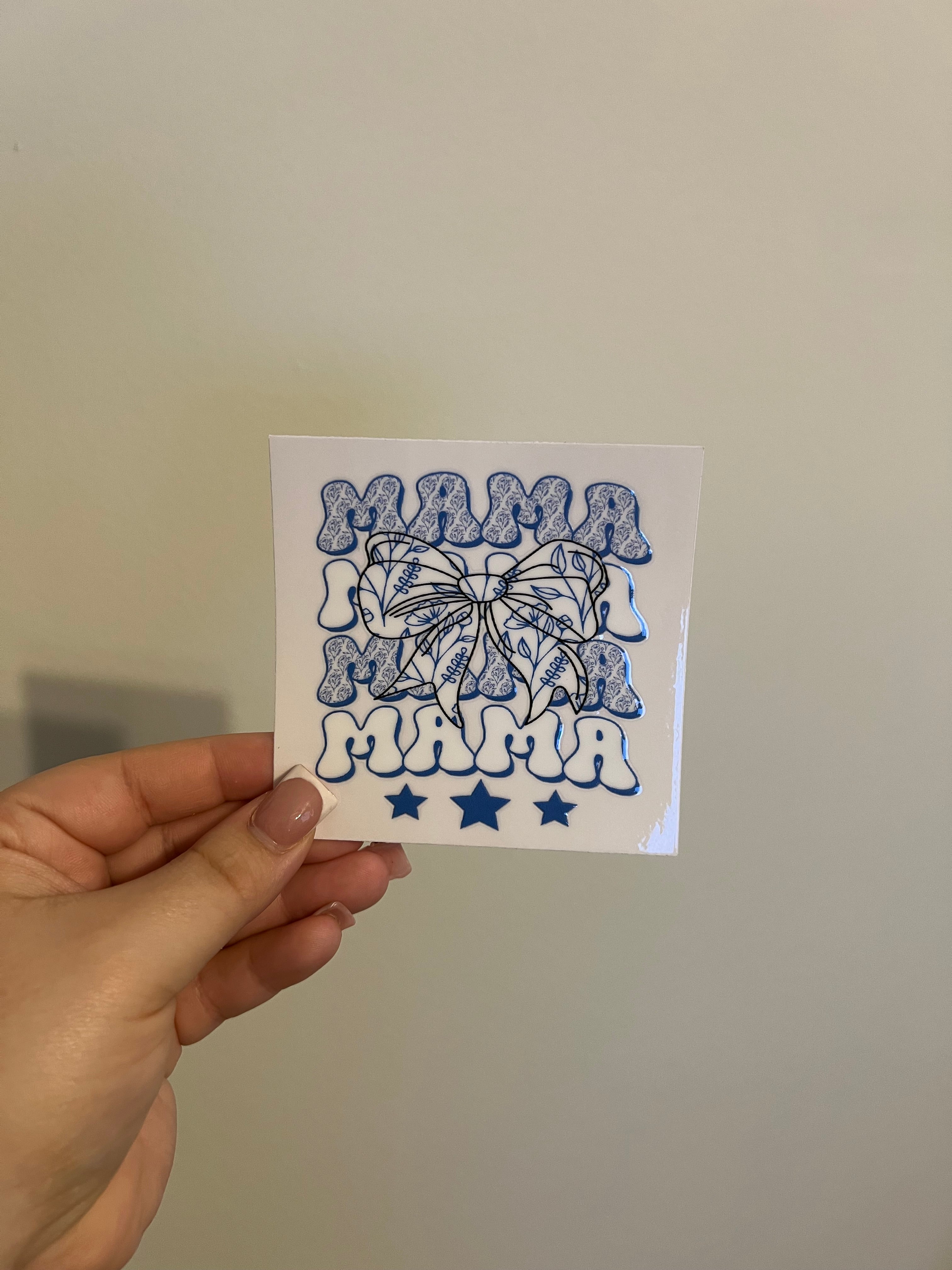 Blue & White Mama Decal
