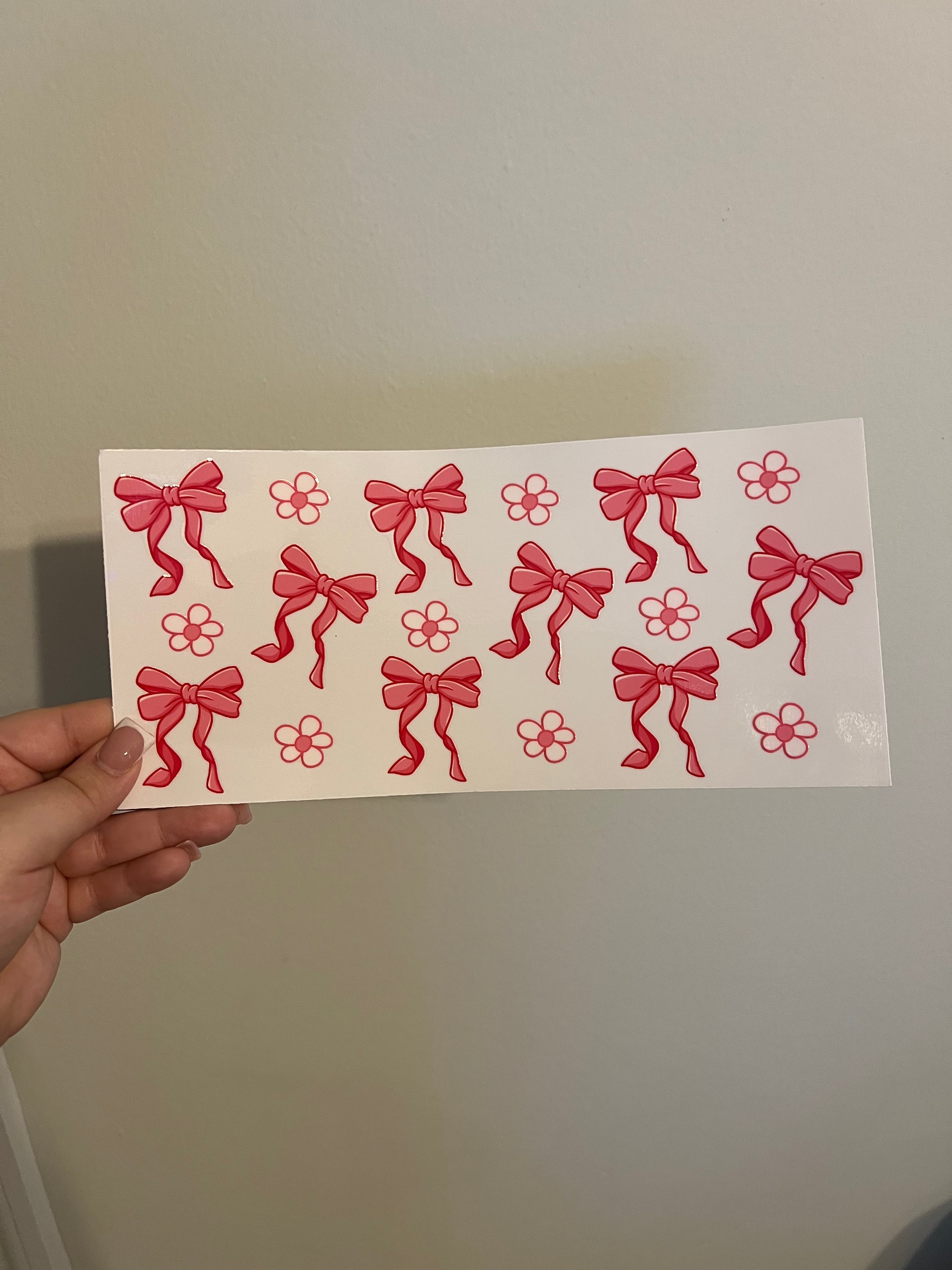 Pink Bow with Flower Decal