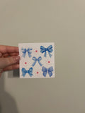Blue Bow With Flower Decal