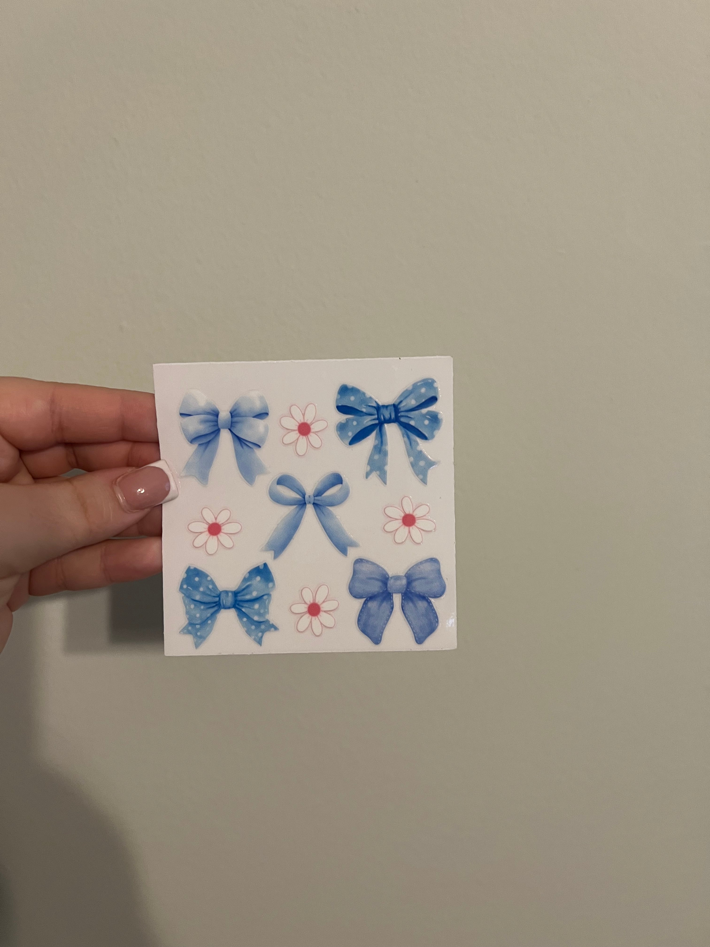 Blue Bow With Flower Decal