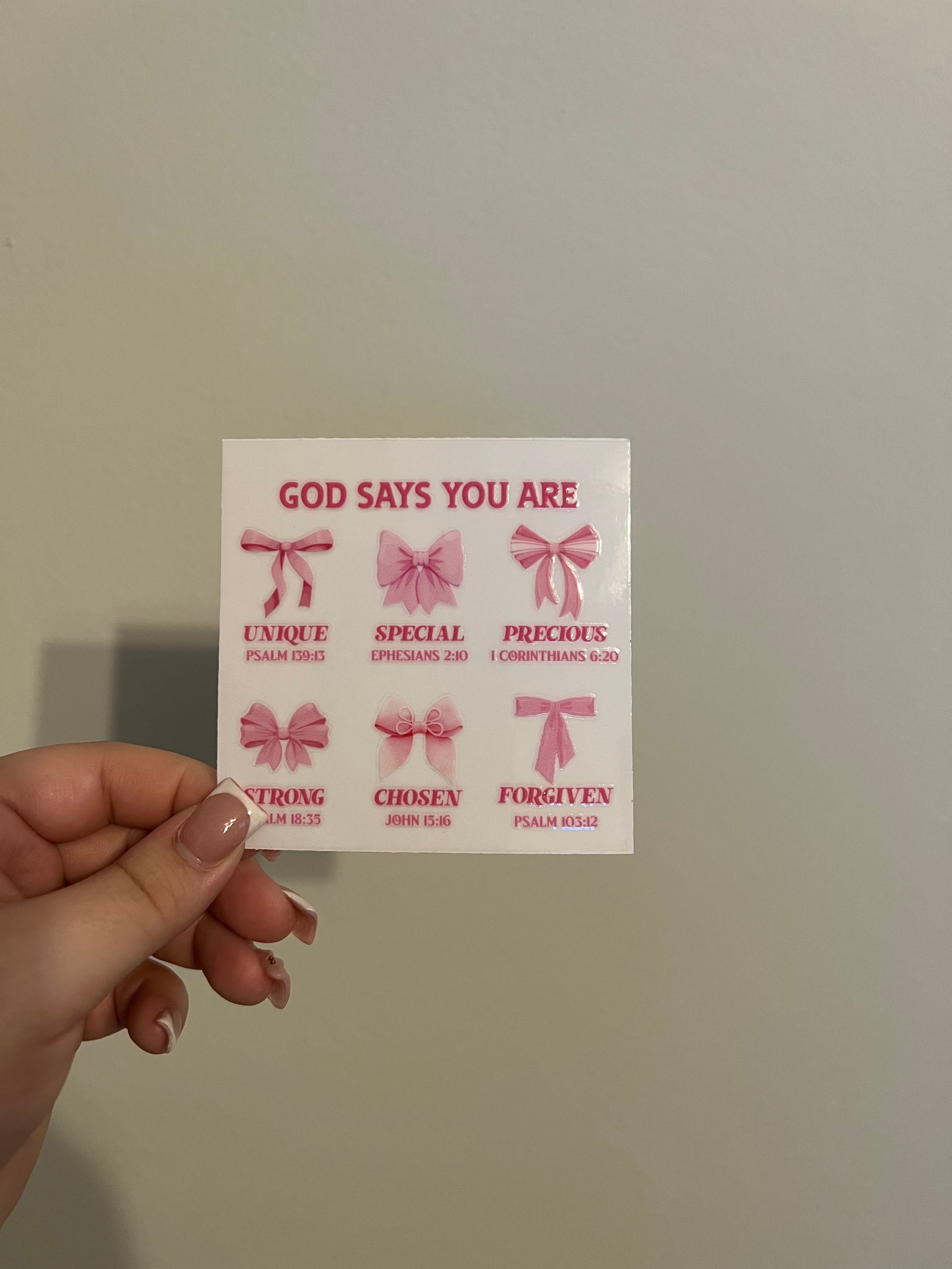 God Says You Are Bow Decal