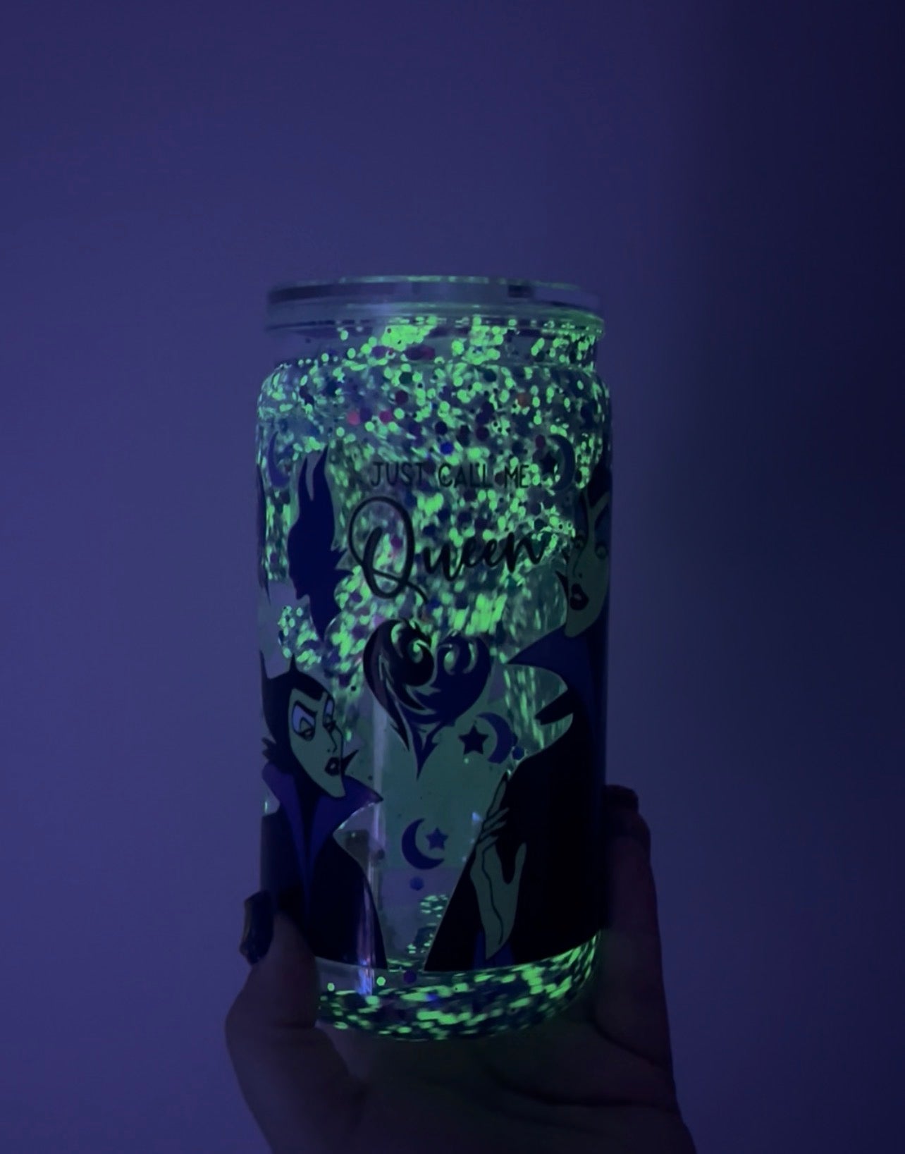 16 oz Just Call Me Queen Lava Glitter Pre-Made Cup (Glow in the Dark)