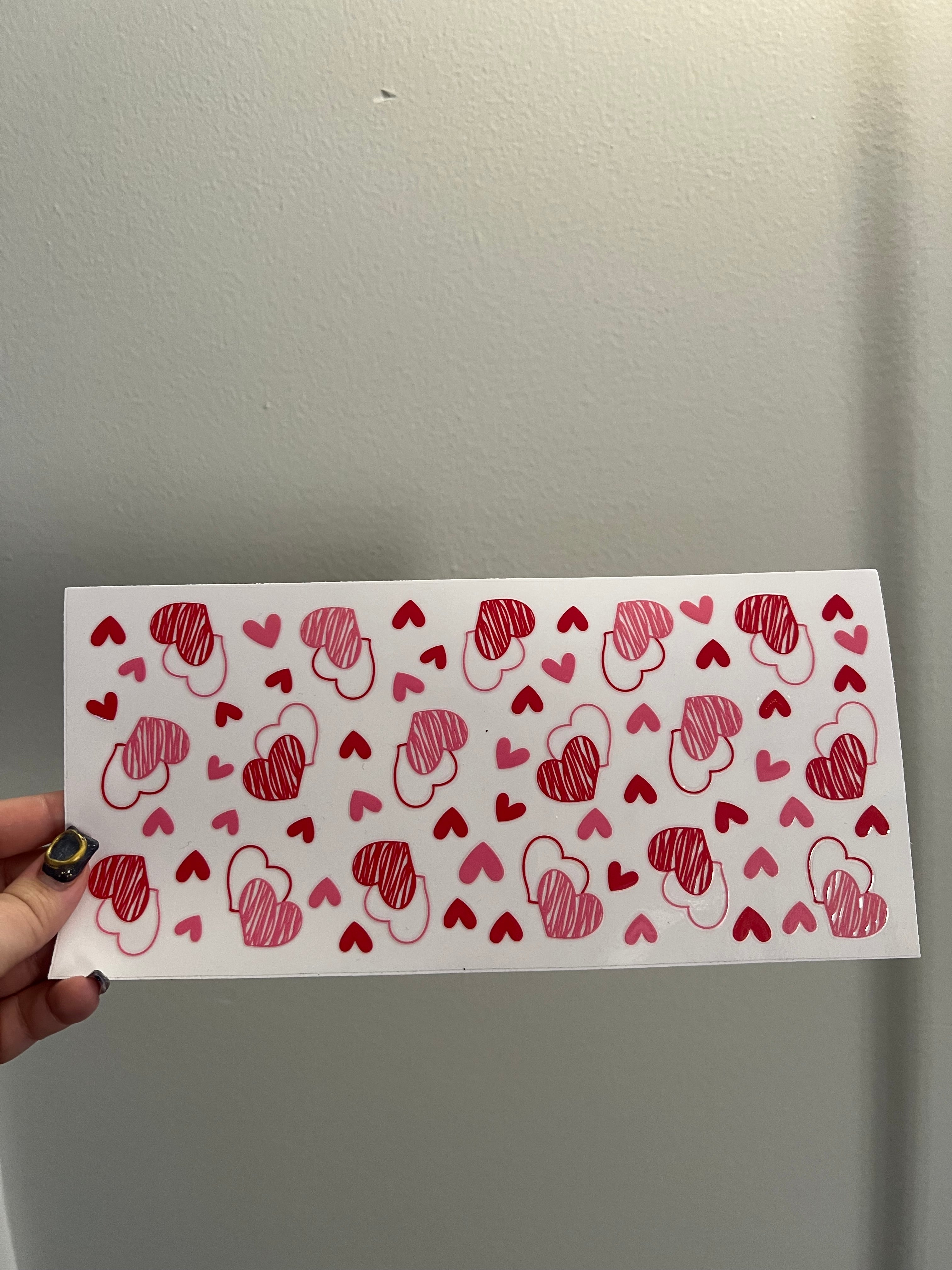 White,Red,Pink Heart Decal
