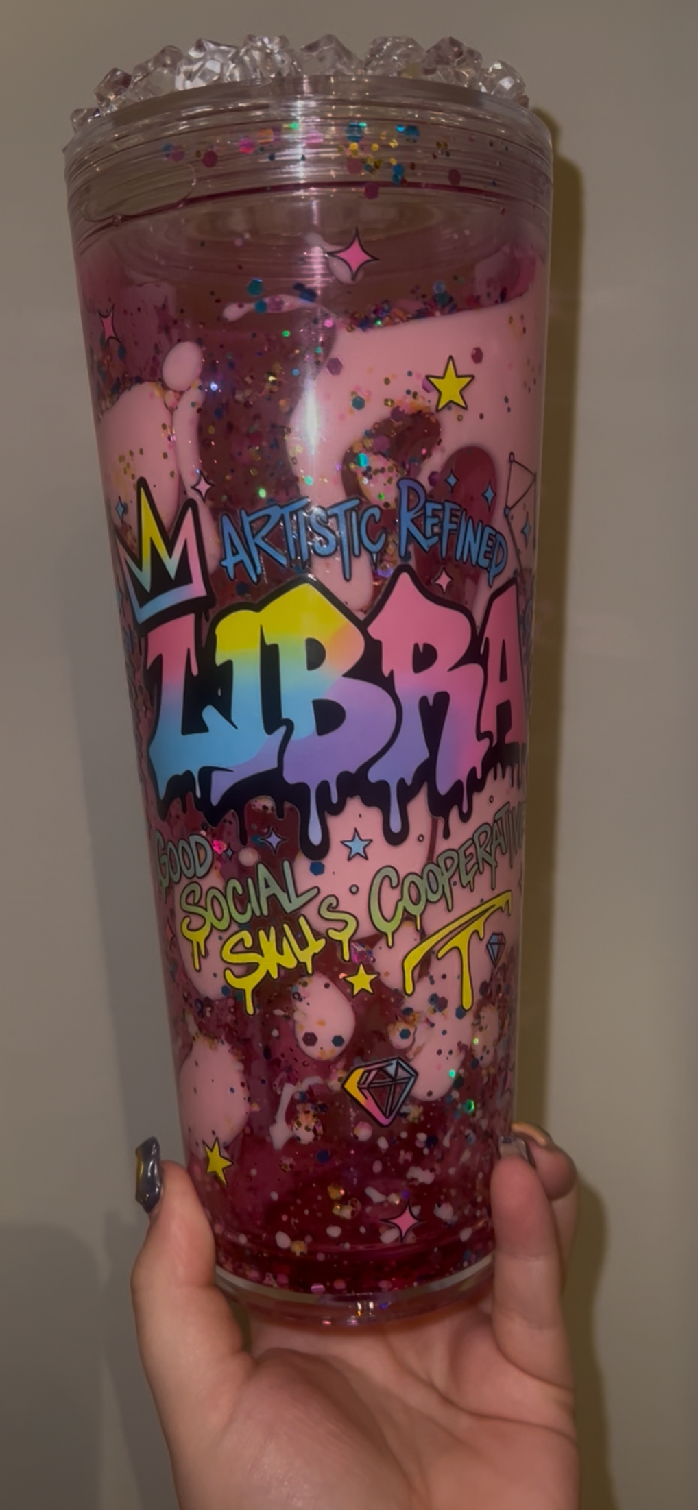 24 Oz Libra Dual Glitter Lava w/ Ice Cube Lid Pre Made