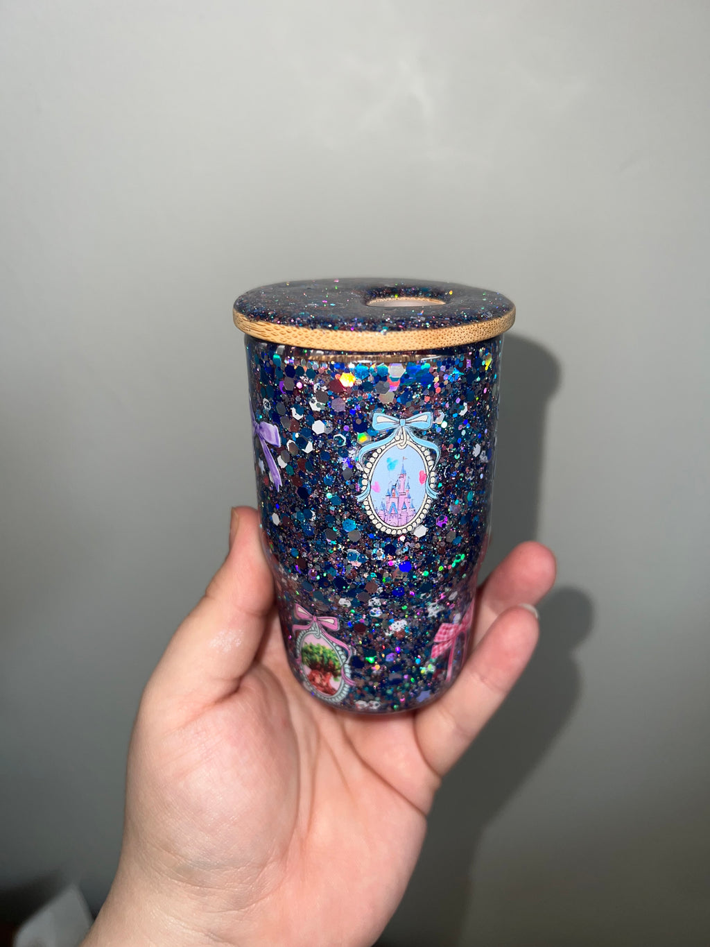4 oz Enchanted Pre Made Cup with Glitter Lid