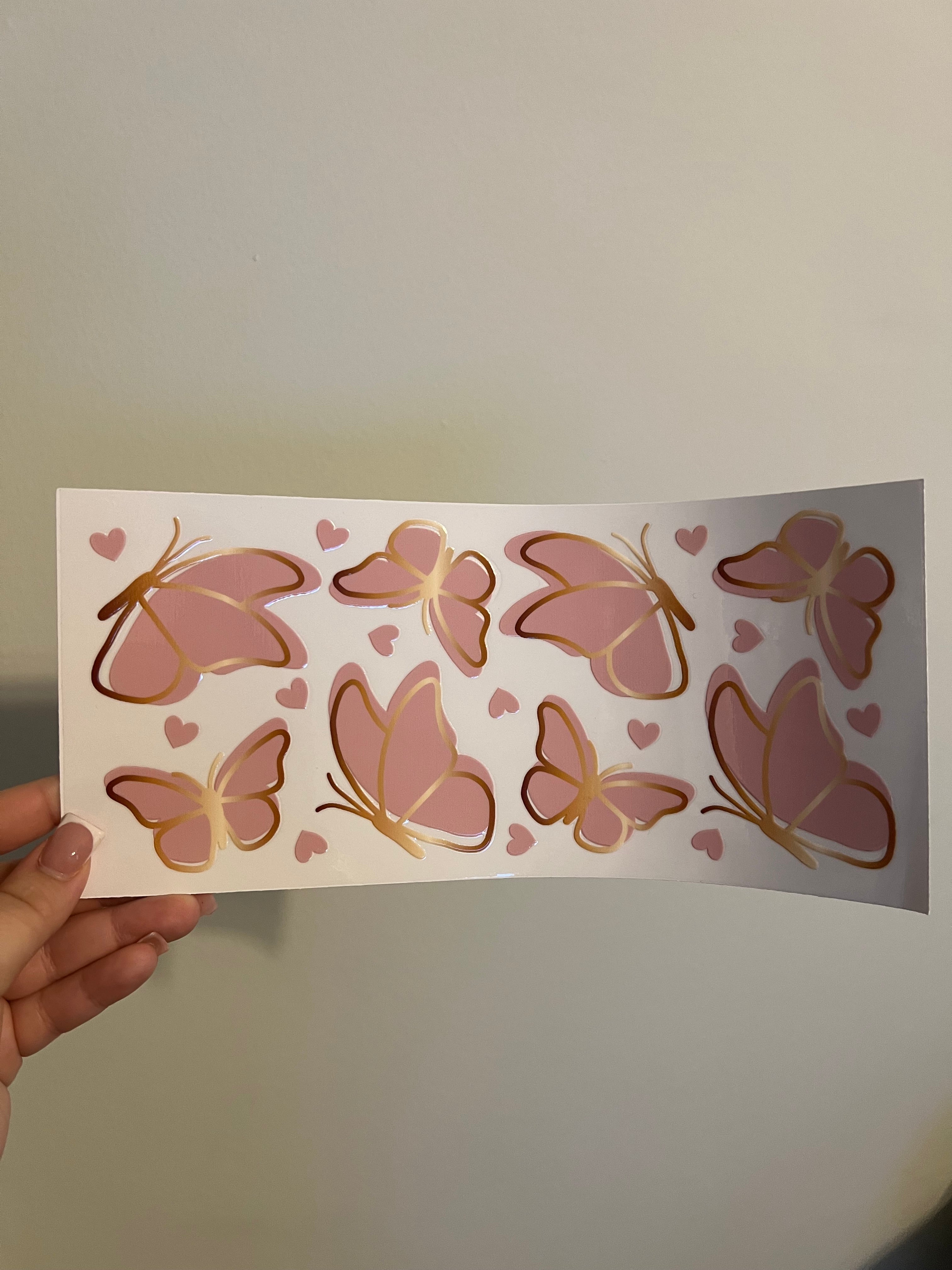 Pink & Gold Butterfly Decal