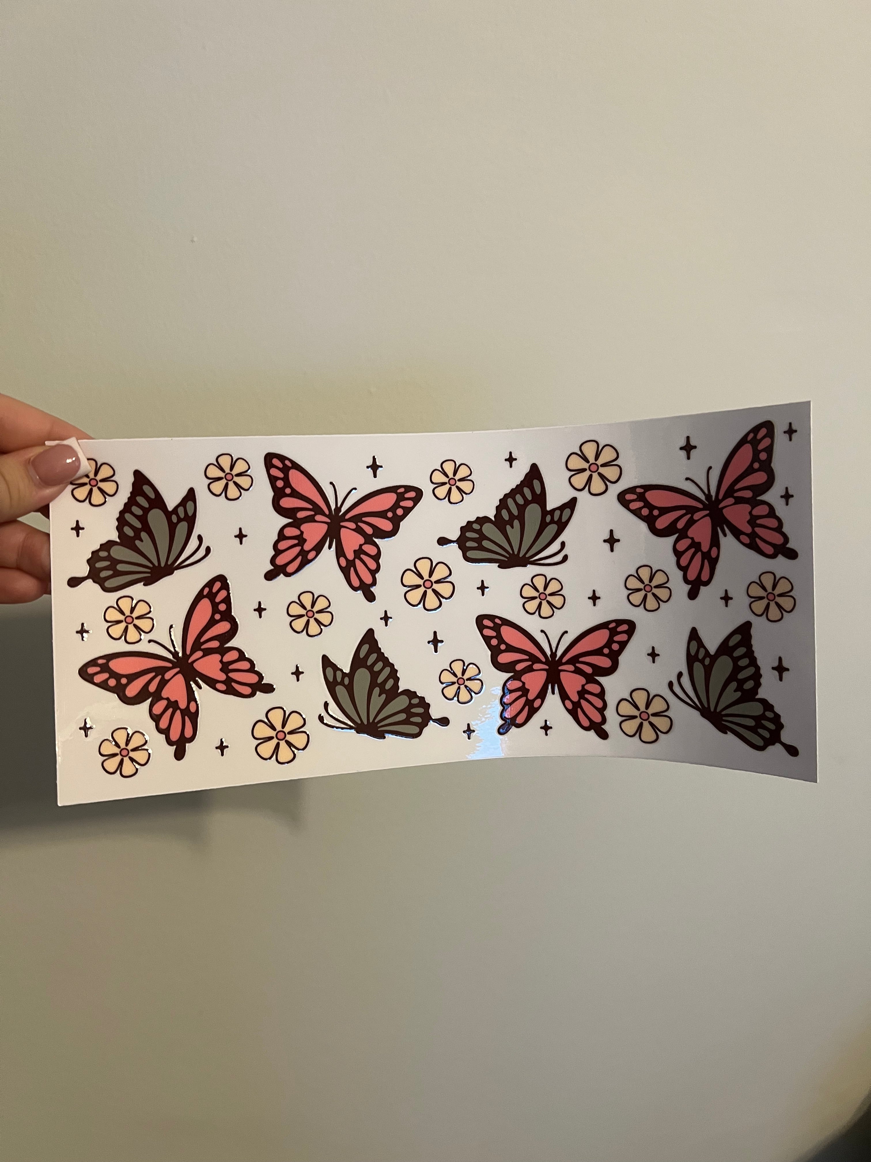 Pink & Green Butterfly Decal