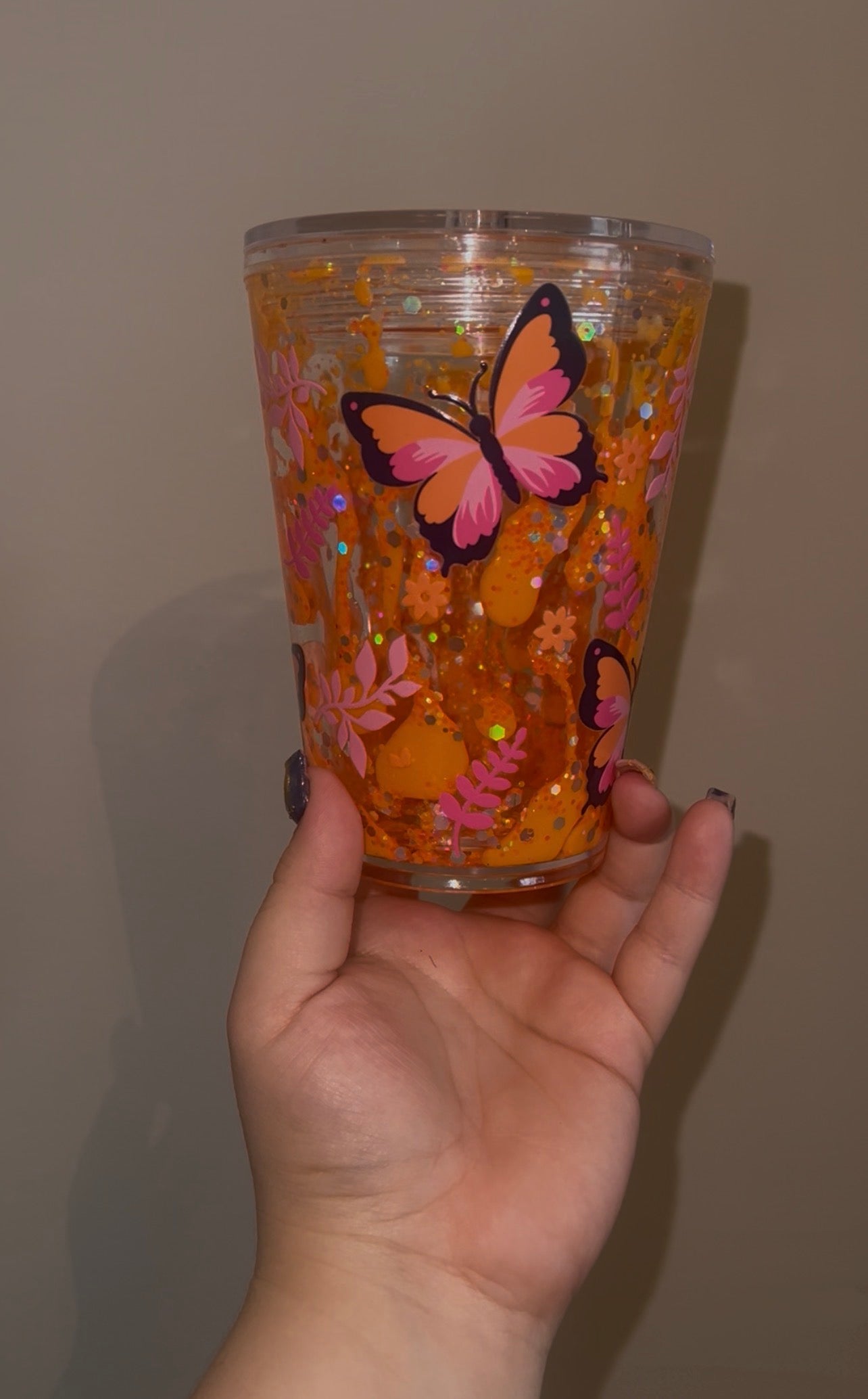 12 oz Orange Butterfly Lava Pre-Made Cup