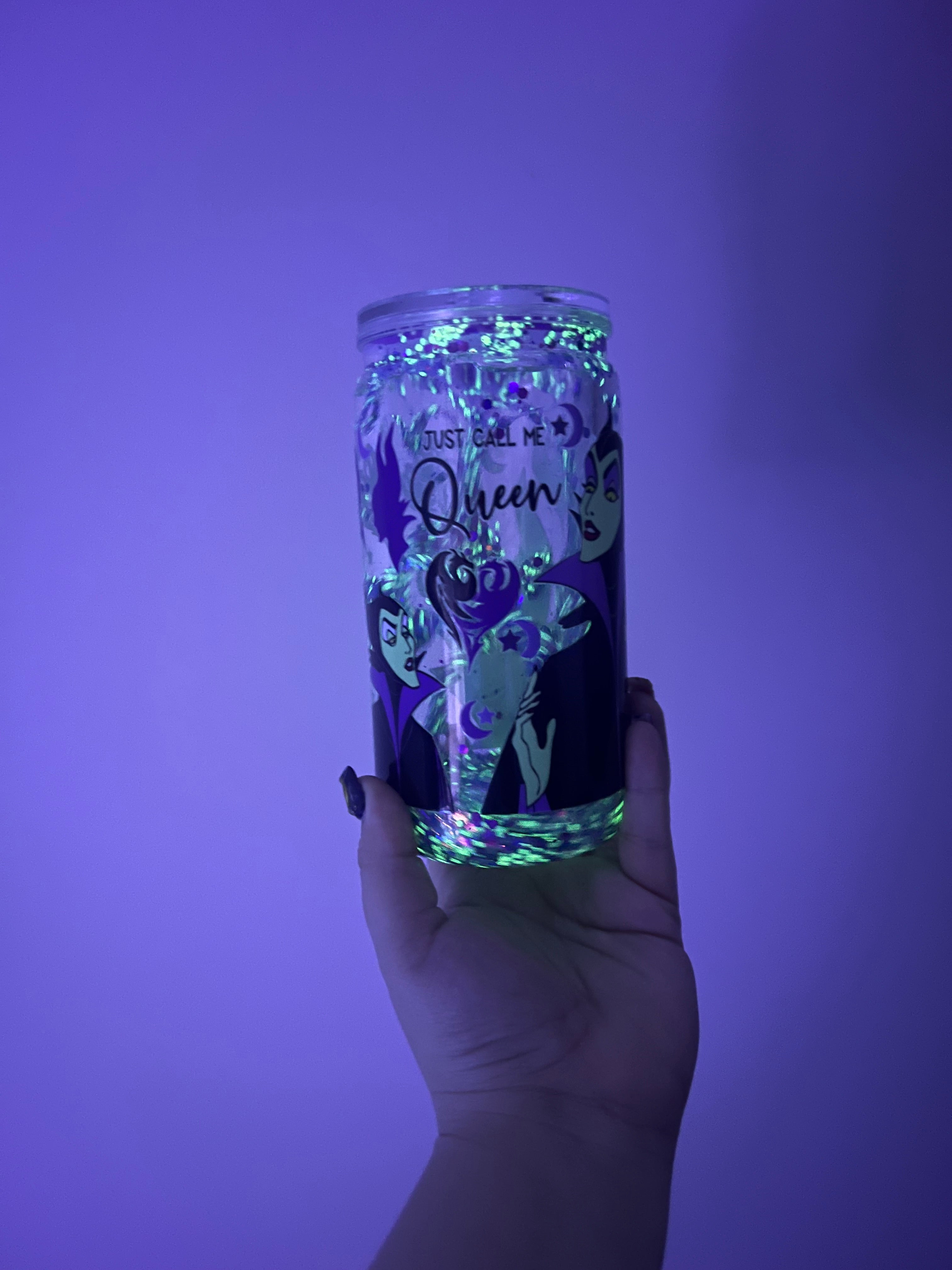 16 oz Just Call Me Queen Lava Glitter Pre-Made Cup (Glow in the Dark)