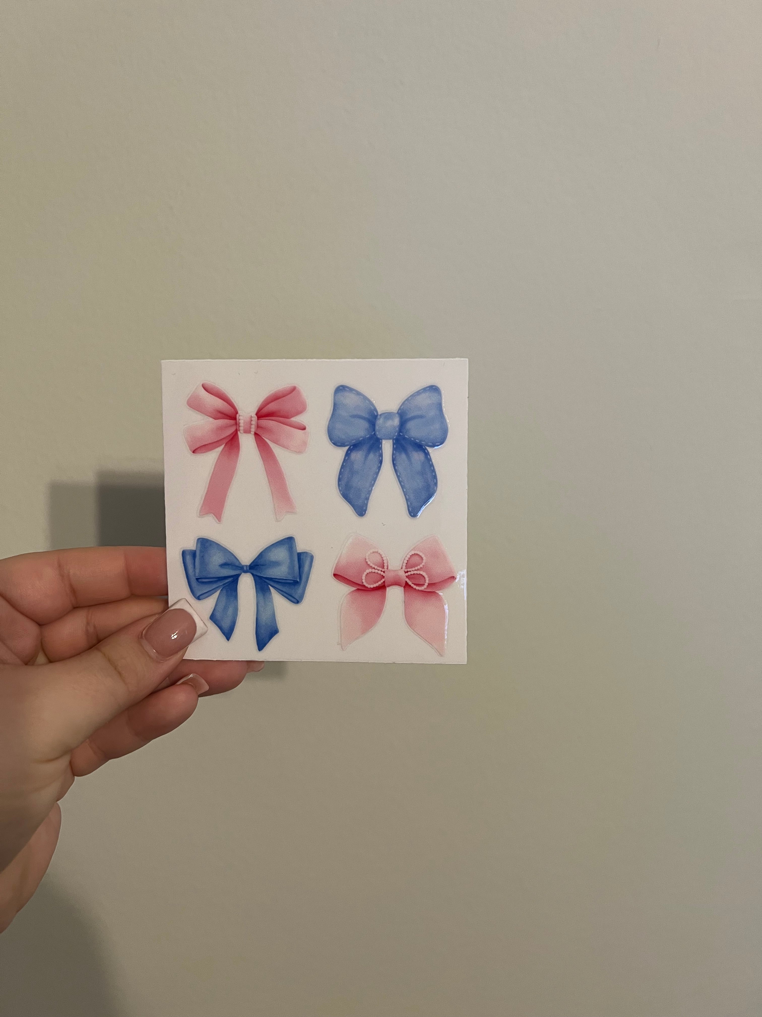 Blue and Pink Bow Decal