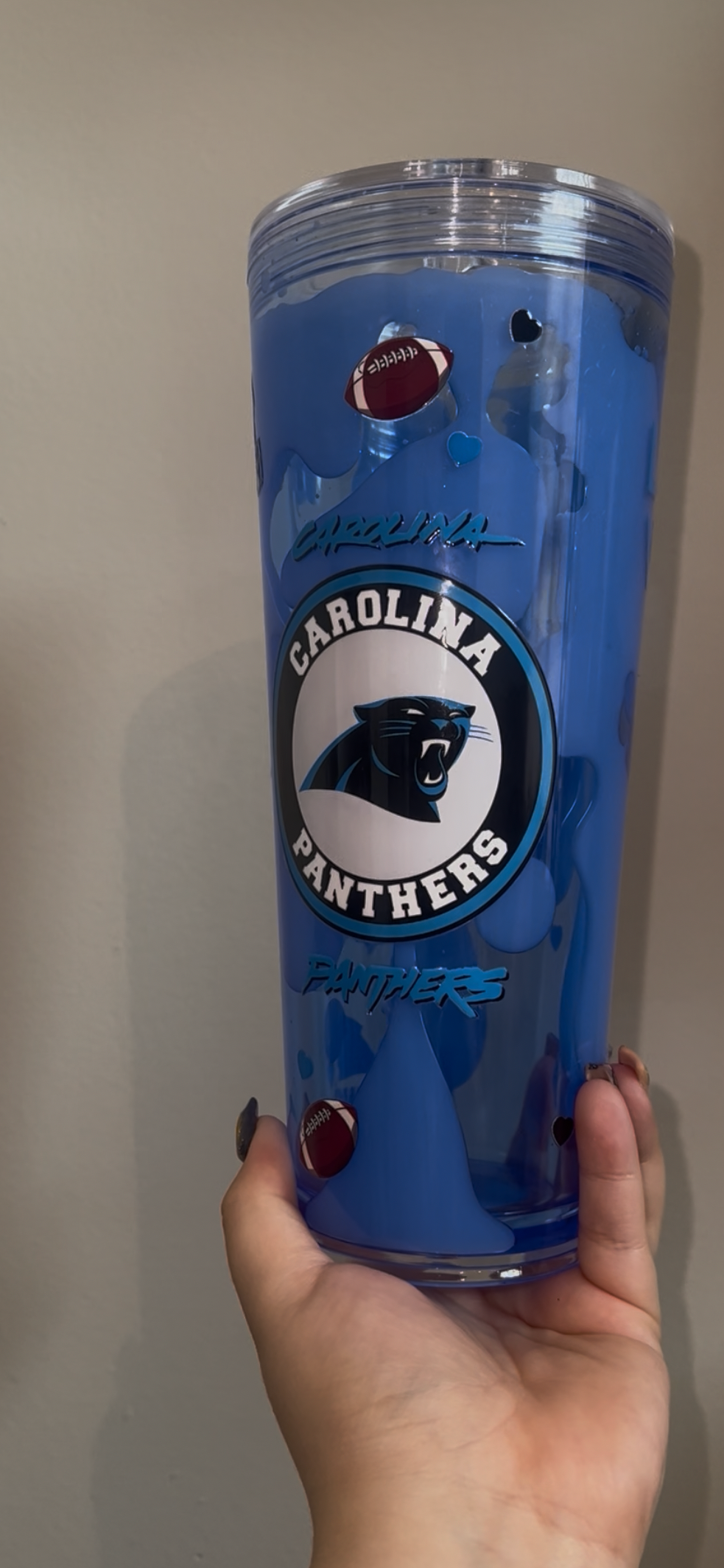 24 oz Carolina Panther Dual Lava Pre Made Cup