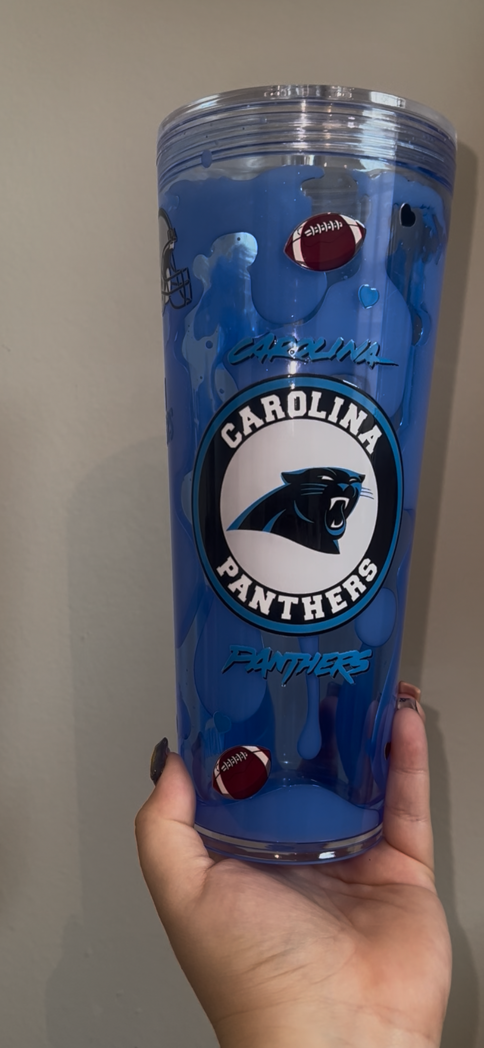 24 oz Carolina Panther Dual Lava Pre Made Cup