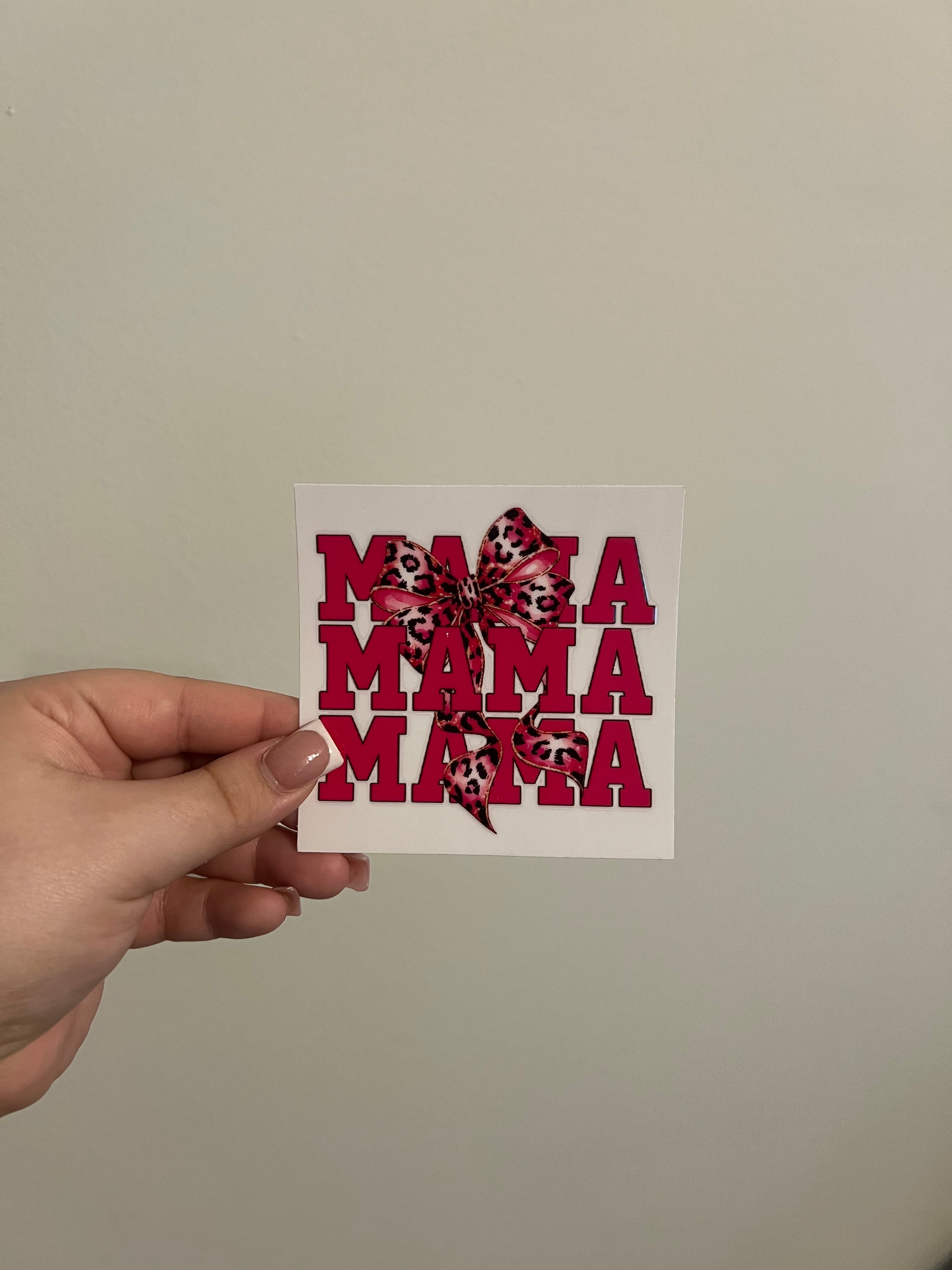 Mama with Cheetah Bow Decal