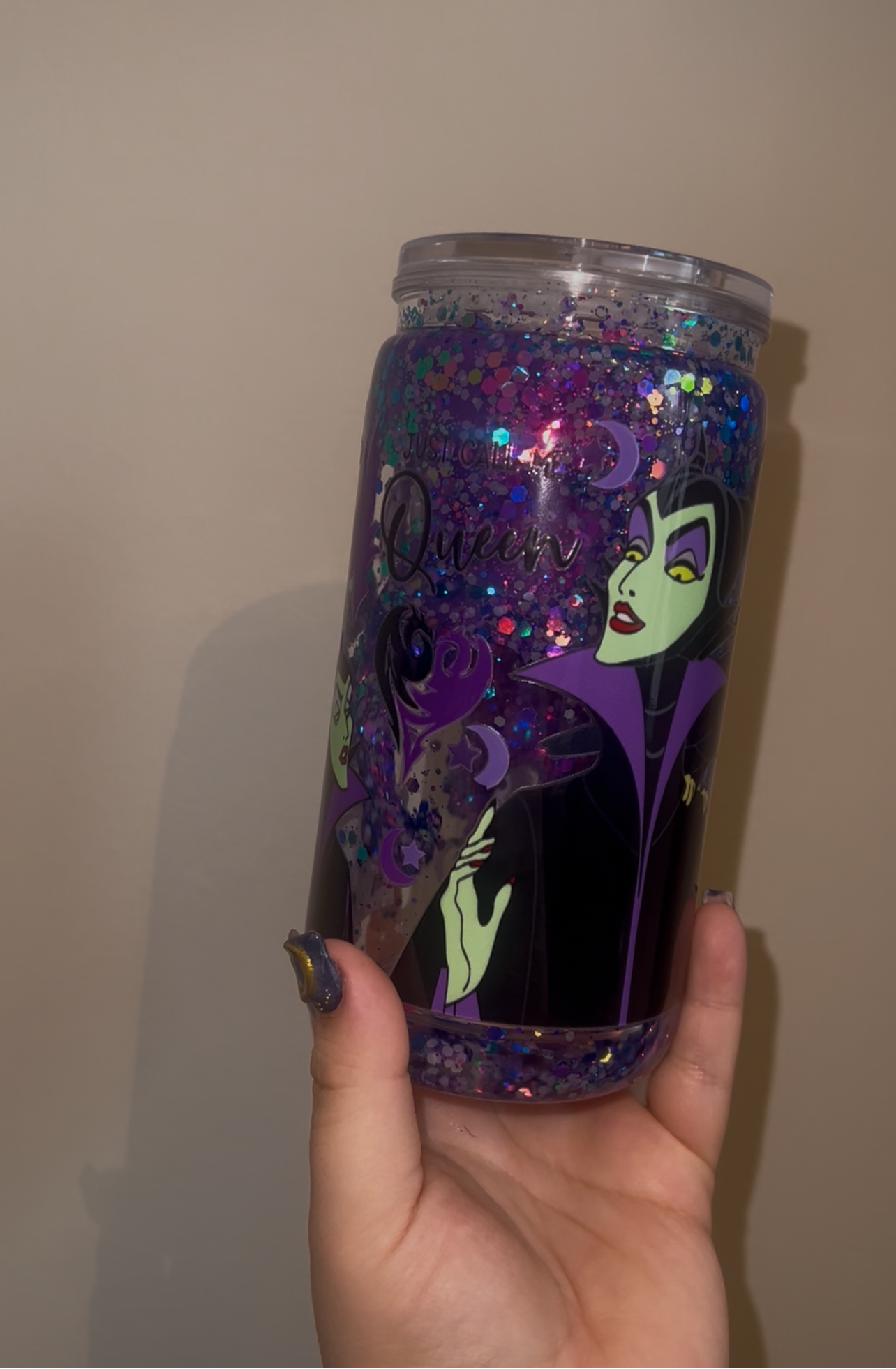 16 oz Just Call Me Queen Lava Glitter Pre-Made Cup (Glow in the Dark)
