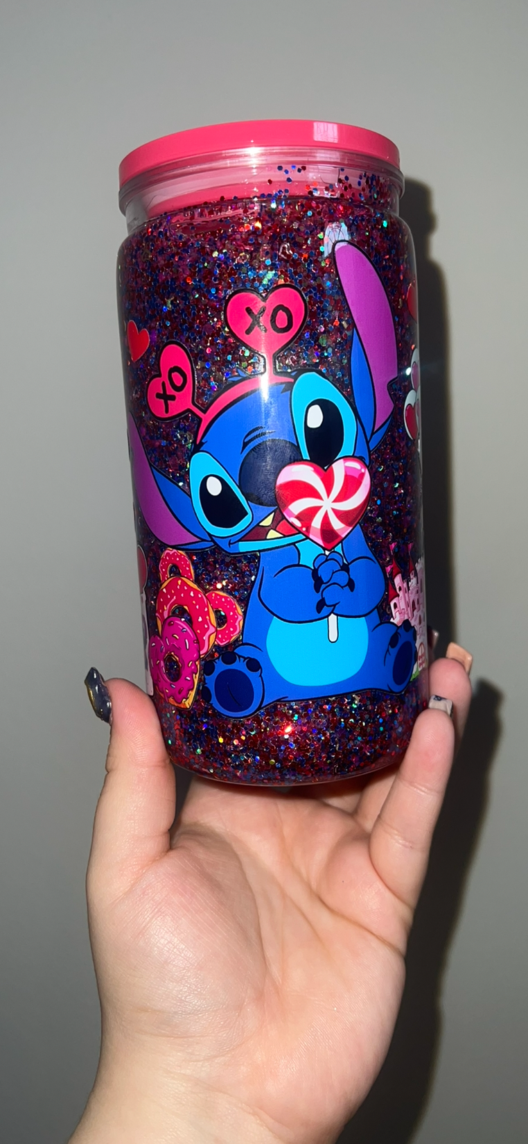 16 oz Stitch Valentines Pre made Cup
